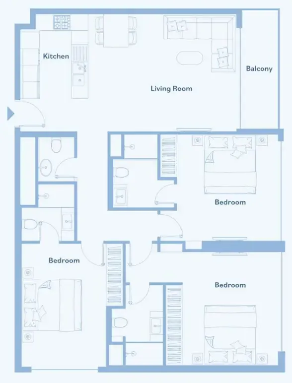 3 bedroom Apartments floor plan at Luma Park Views