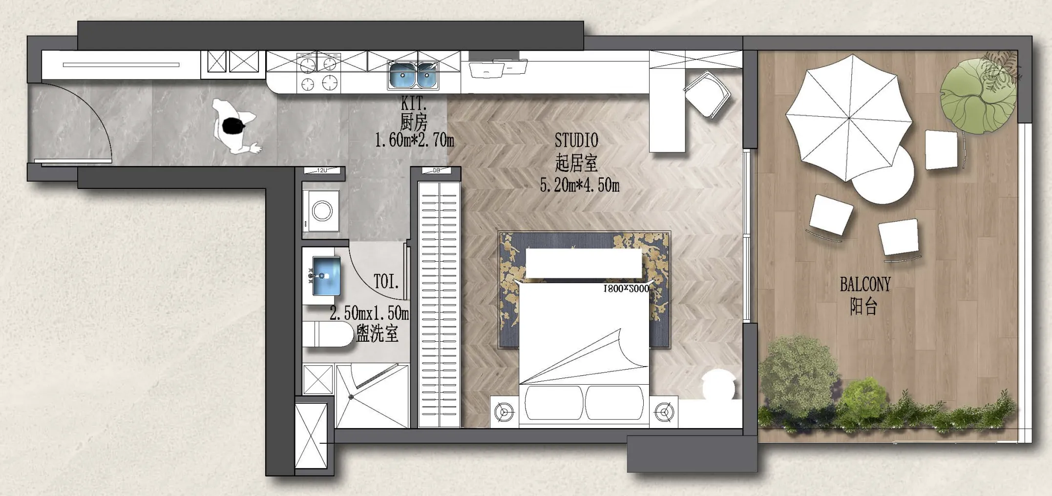 0 bedroom Apartments floor plan at Forest City 2