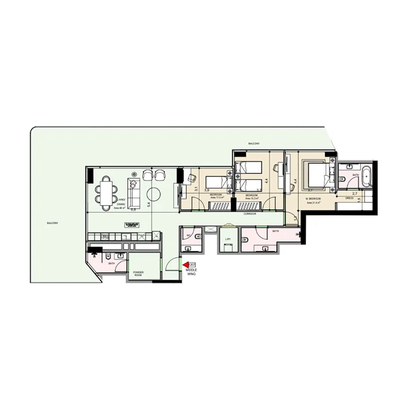 3 bedroom Apartments floor plan at Edgewater Residences 1, 2 and 3