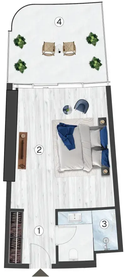 0 bedroom Apartments floor plan at Radisson Blu Hotel & Residences