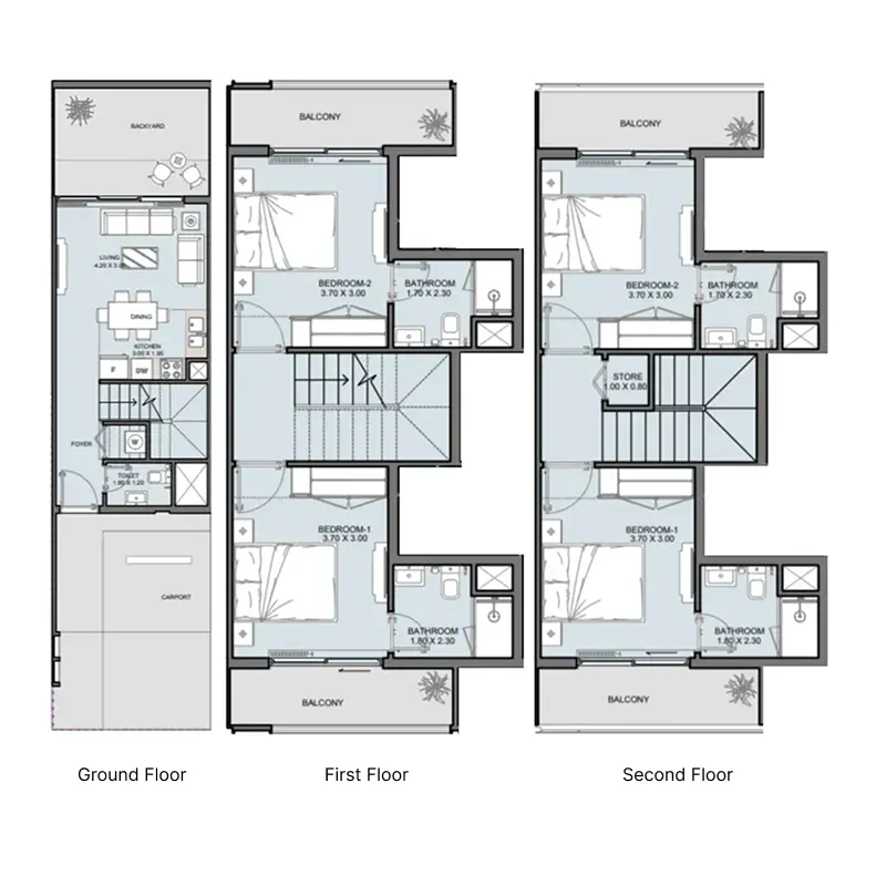 4 bedroom Townhouse floor plan at Taormina Village