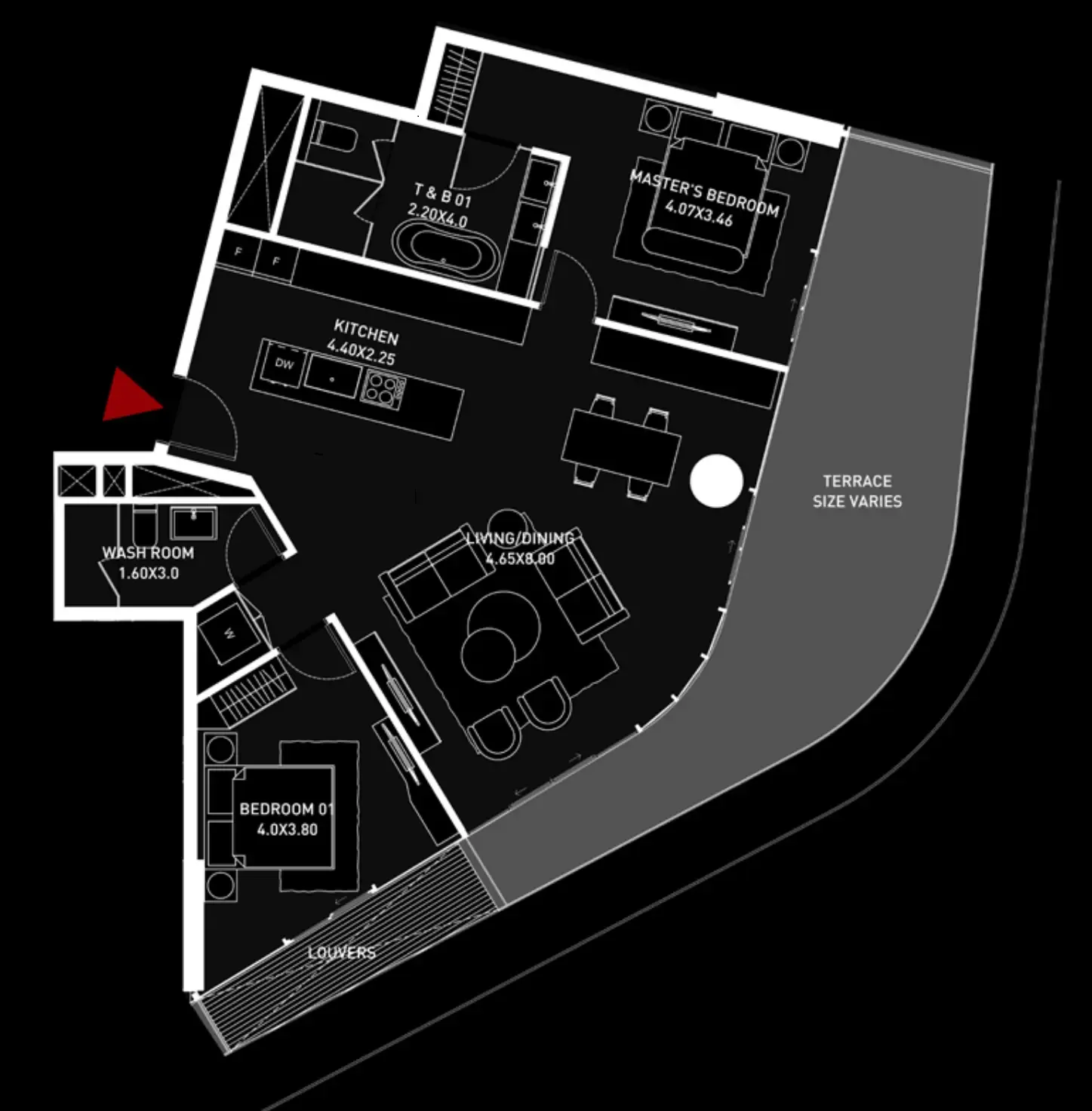 2 bedroom Apartments floor plan at Brabus Island