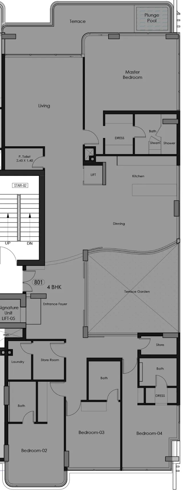 4 bedroom Penthouse floor plan at Bonds Avenue