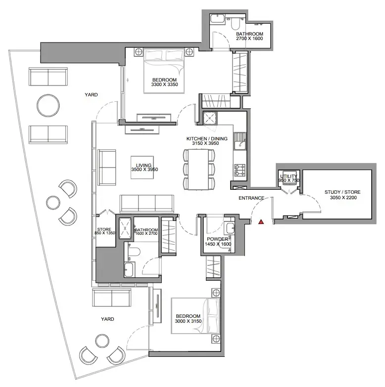 2 bedroom Apartments floor plan at Skyscape