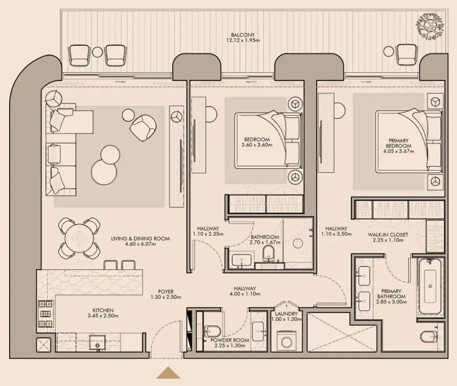 2 bedroom Apartments floor plan at Nourelle