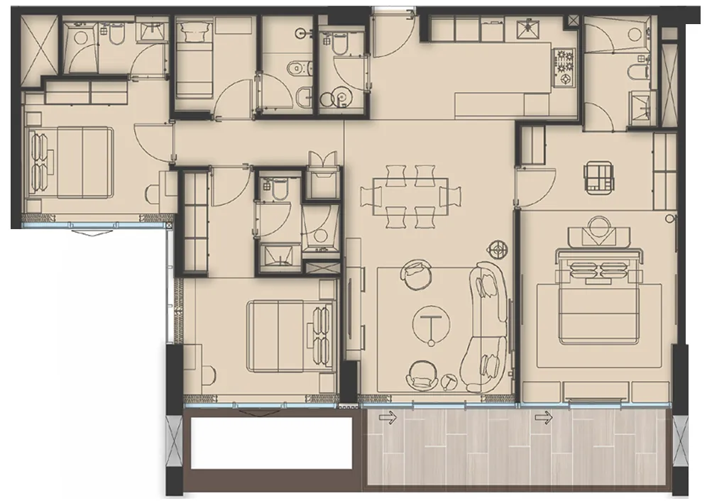 3 bedroom Apartments floor plan at Sea Cliff by Imtiaz