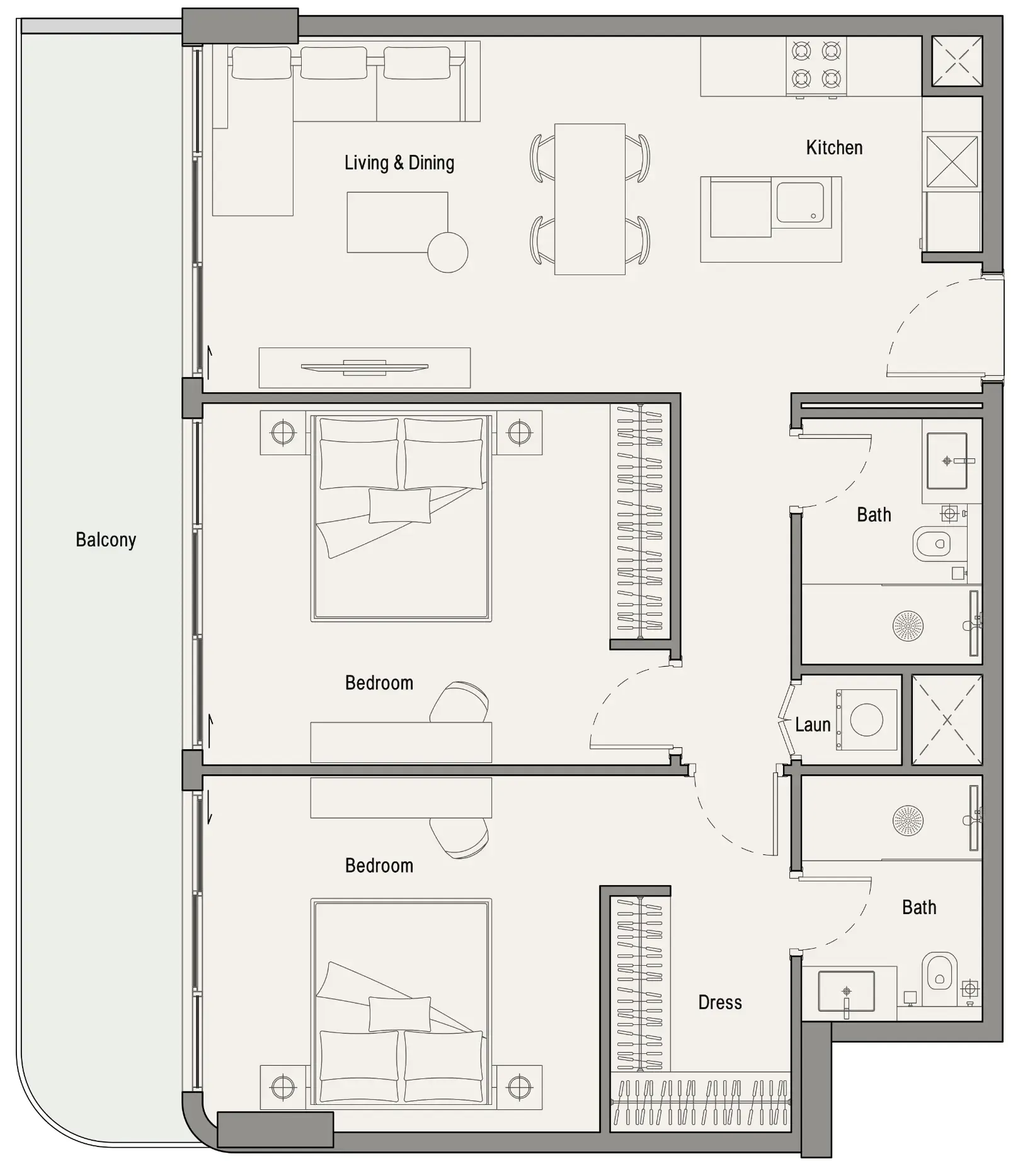 2 bedroom Apartments floor plan at 113 Residences by Iman