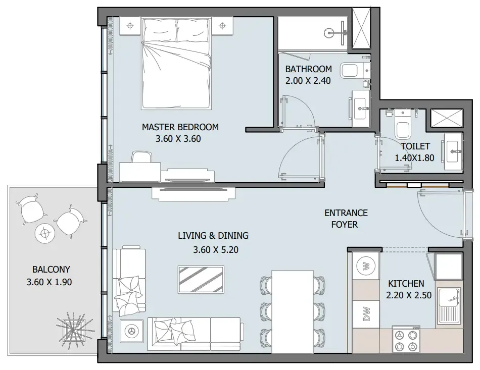 1 bedroom Apartments floor plan at Oceana