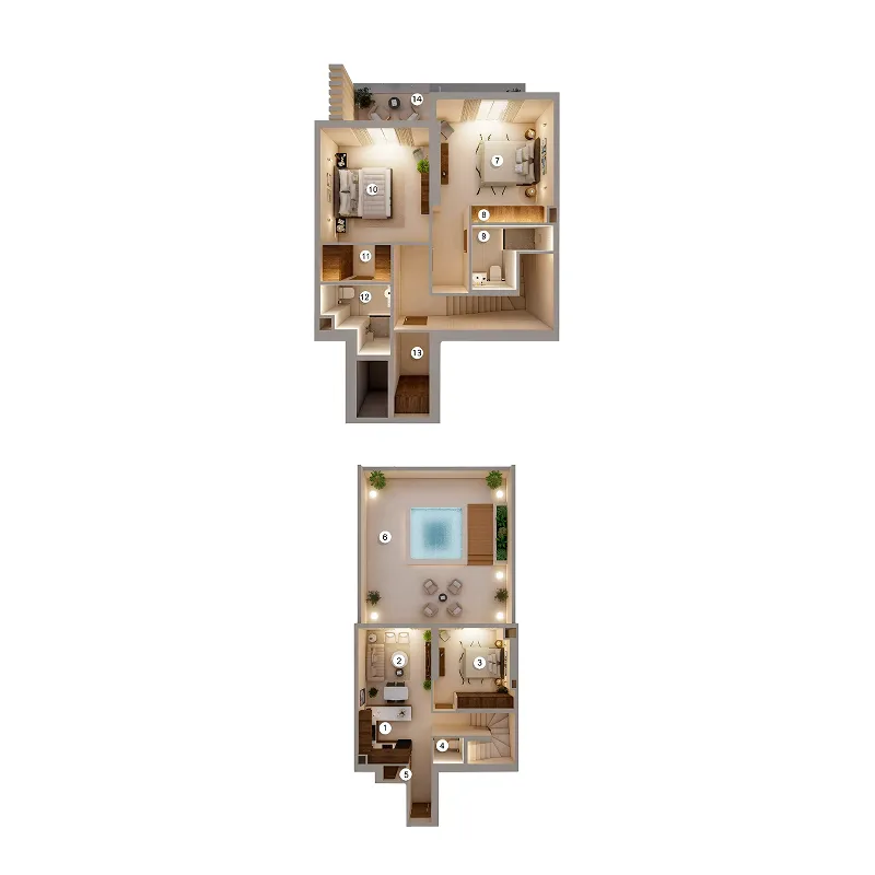 3 bedroom Duplex floor plan at Q Gardens Loft