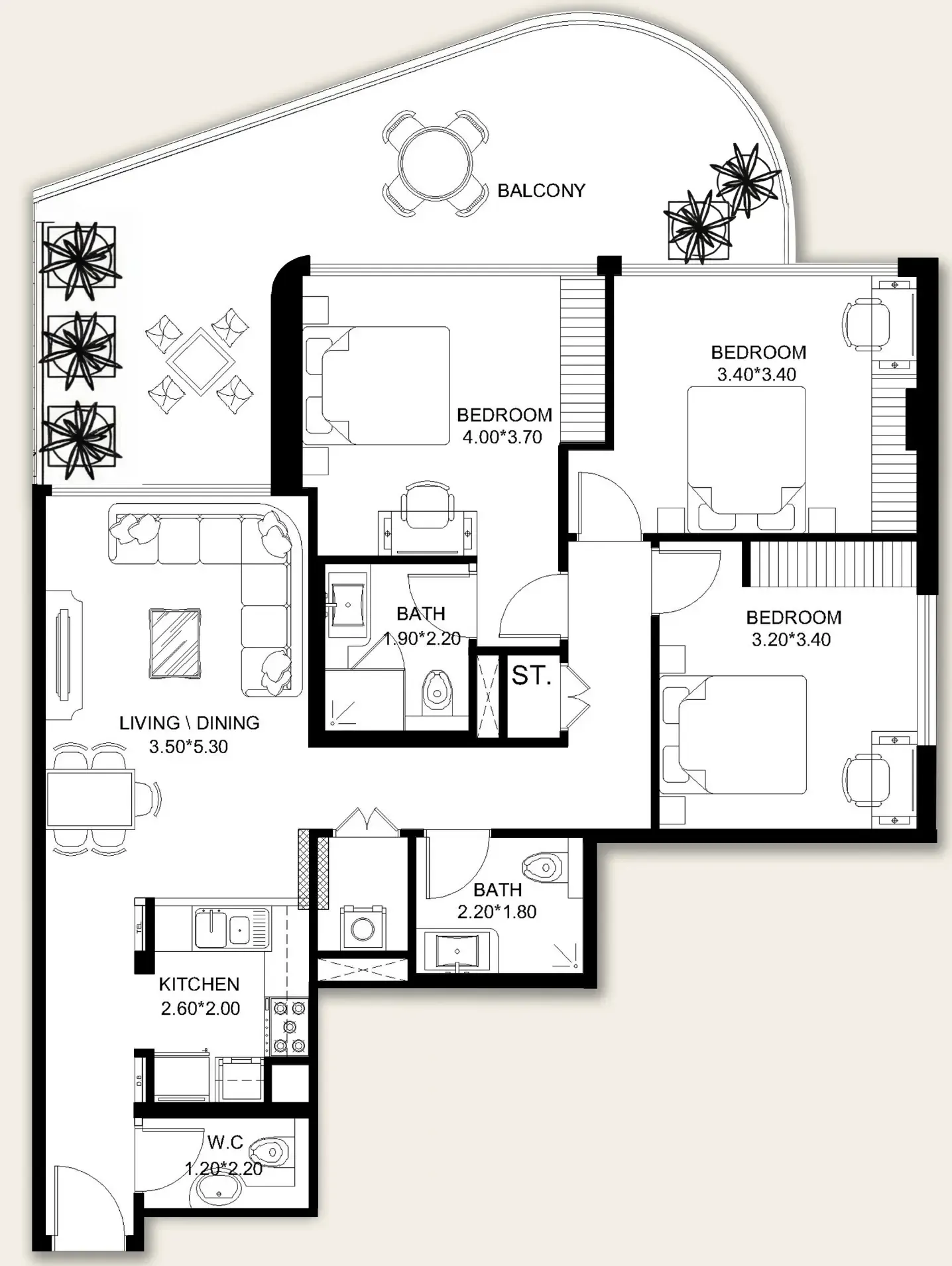3 bedroom Apartments floor plan at X11