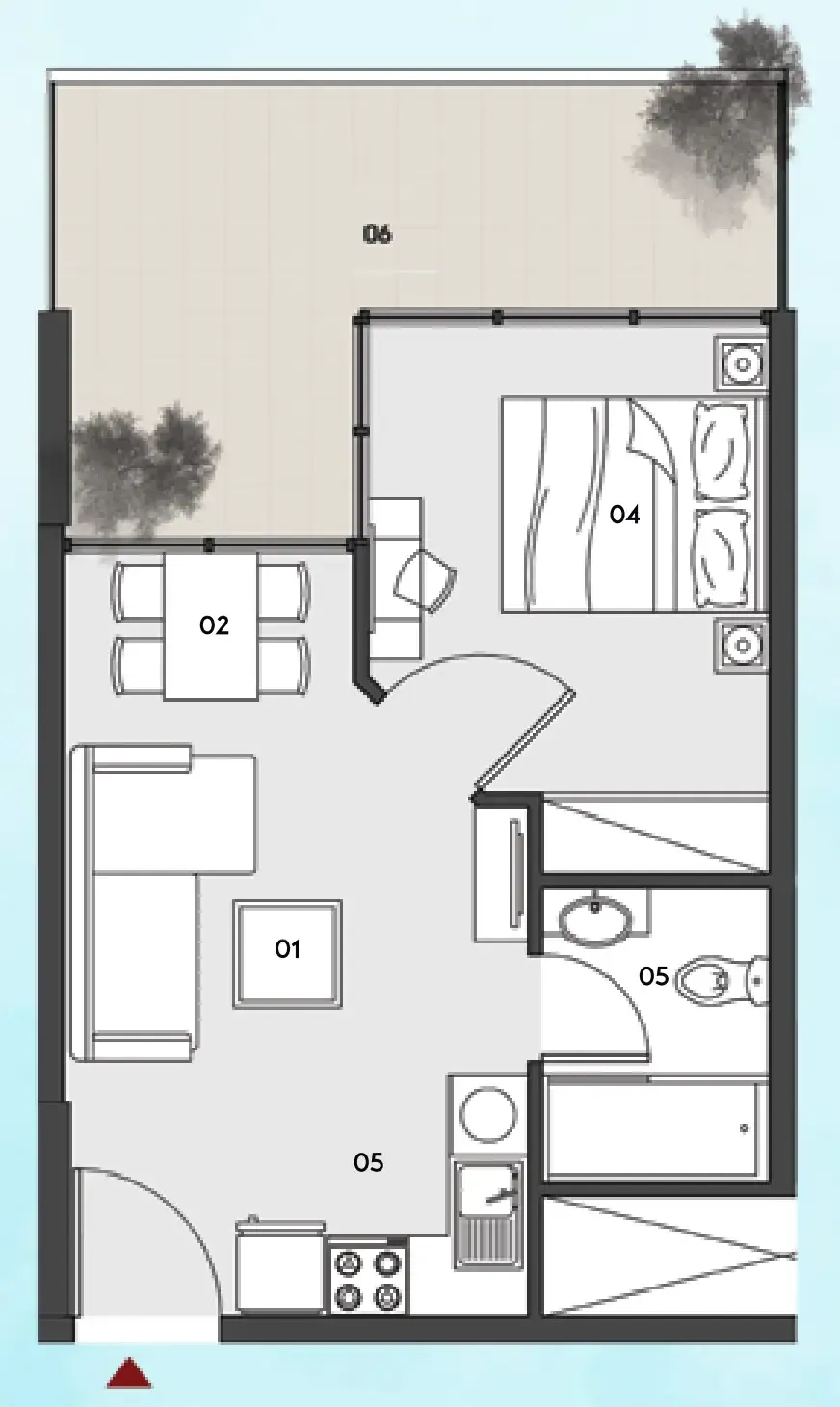 1 bedroom Apartments floor plan at Al Maryah Vista