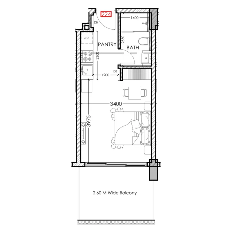 0 bedroom Apartments floor plan at Al Haseen Residences 5