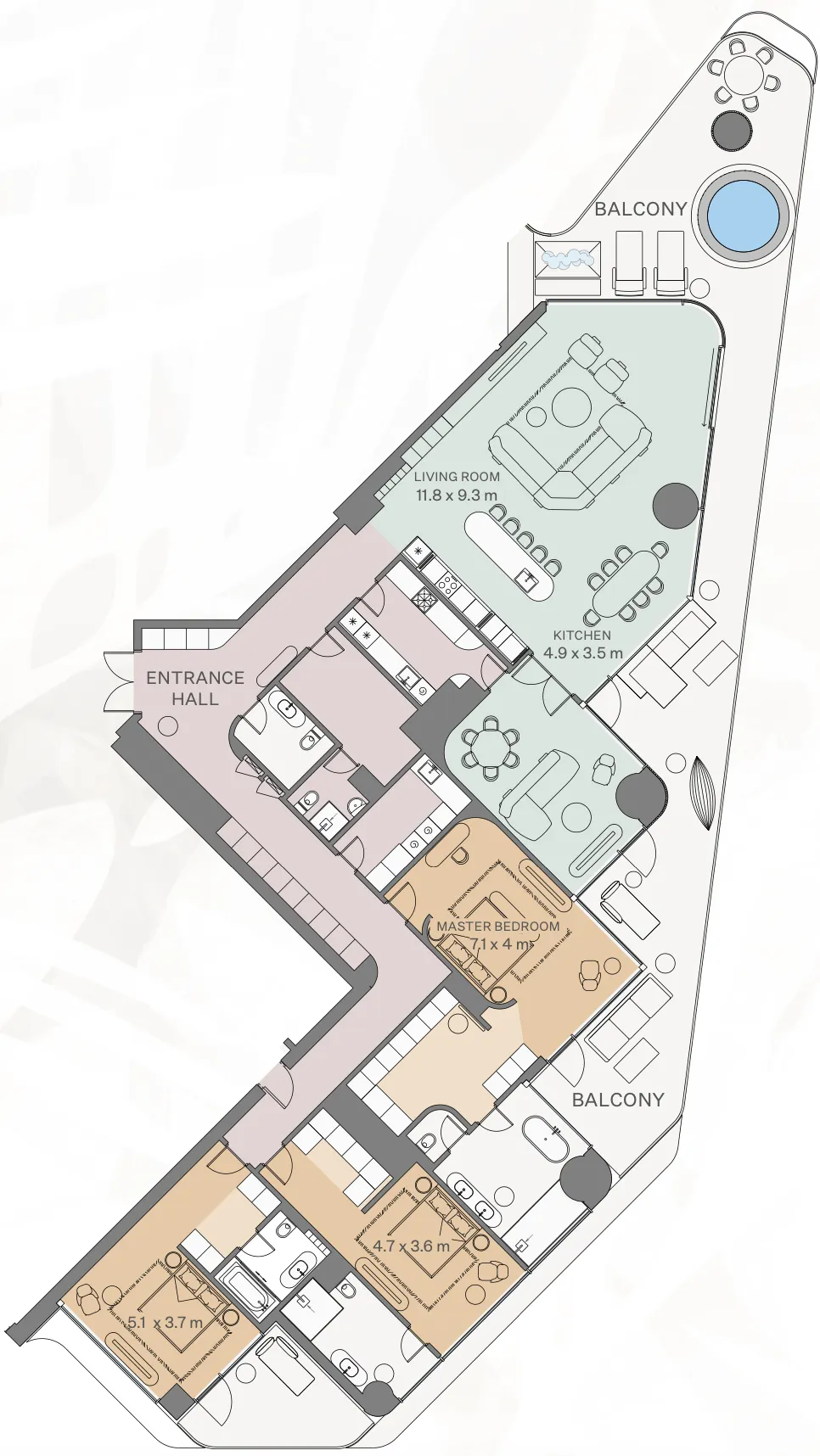 3 bedroom Apartments floor plan at Eywa Tree of Life