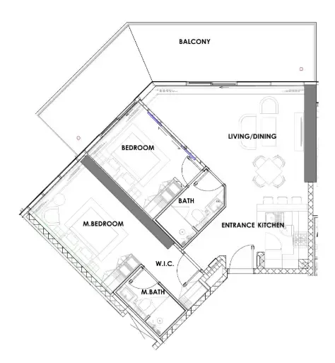 2 bedroom Apartments floor plan at Golf Greens