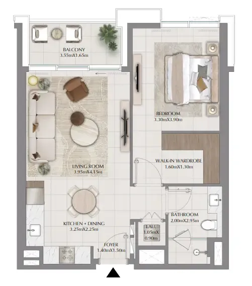 1 bedroom Apartments floor plan at Terra Gardens