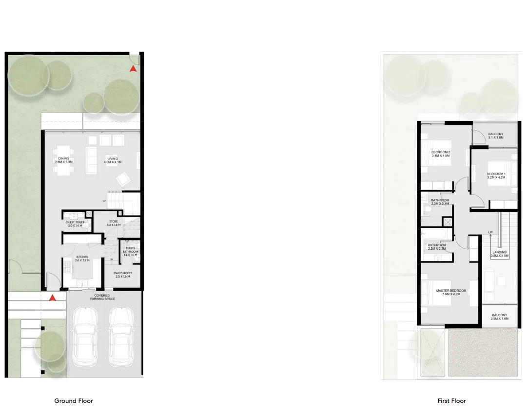 3 bedroom Townhouse floor plan at Masaar 3 Layan