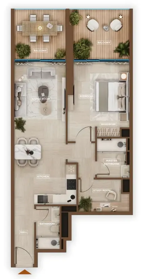 1 bedroom Apartments floor plan at Sky Hills Astra