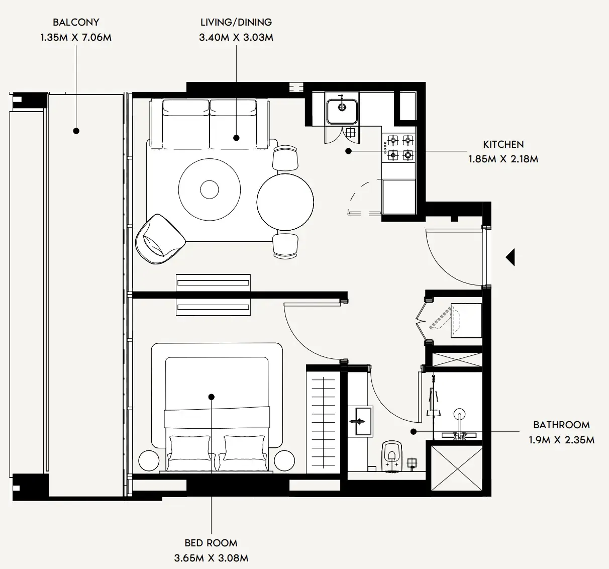 1 bedroom Apartments floor plan at Creek Views 4