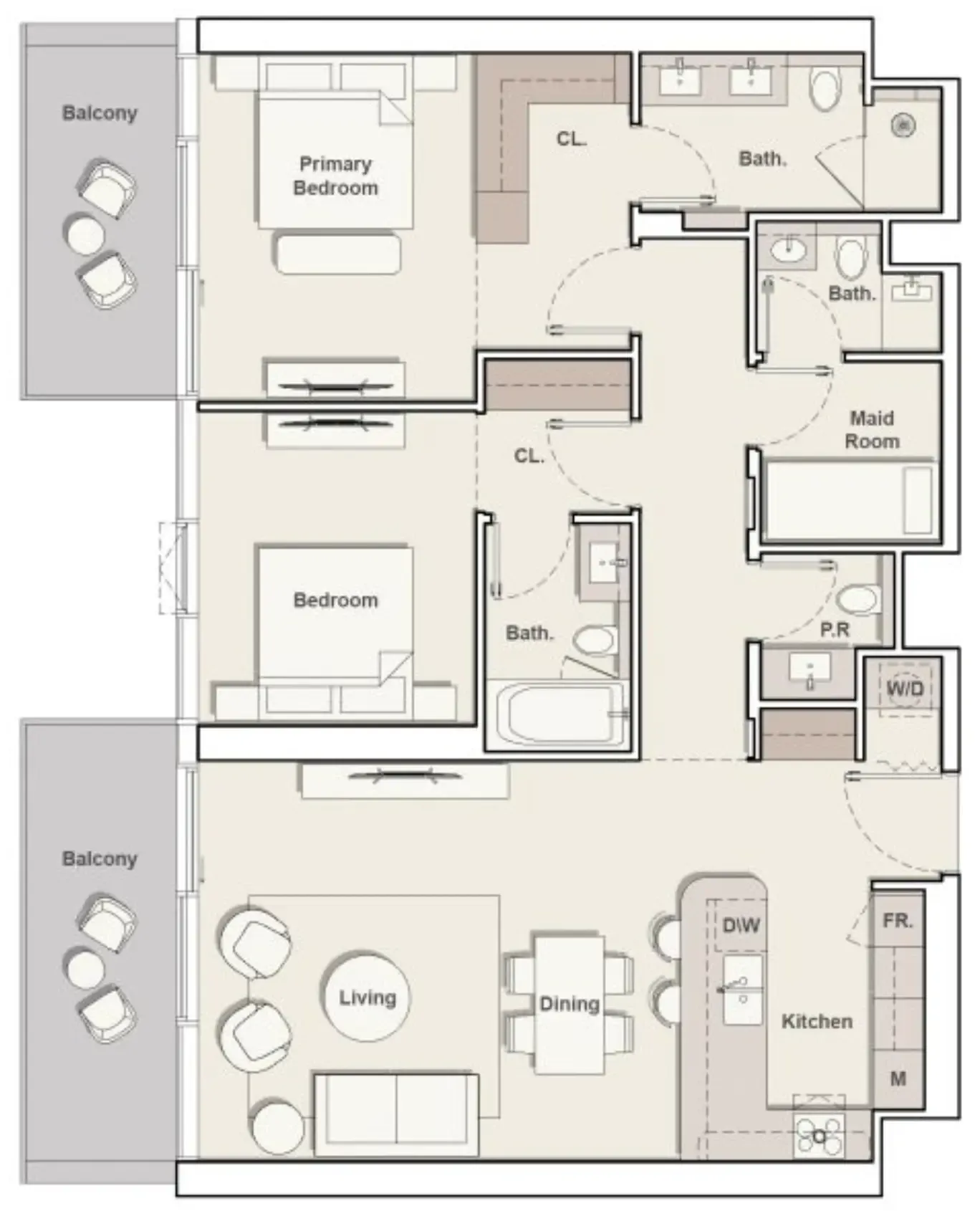 2 bedroom Apartments floor plan at The Meriva Collection