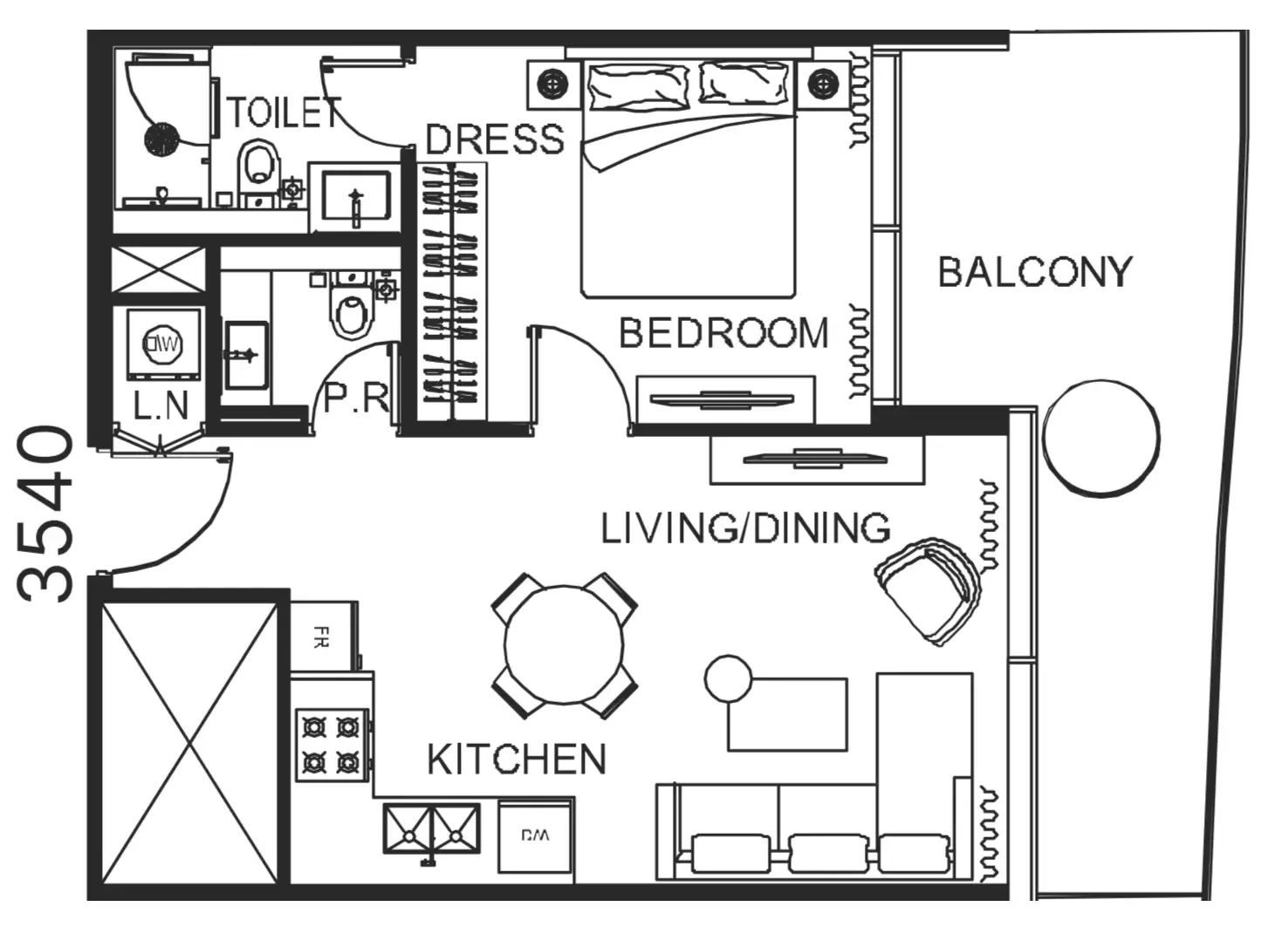 1 bedroom Apartments floor plan at The WOW Tower