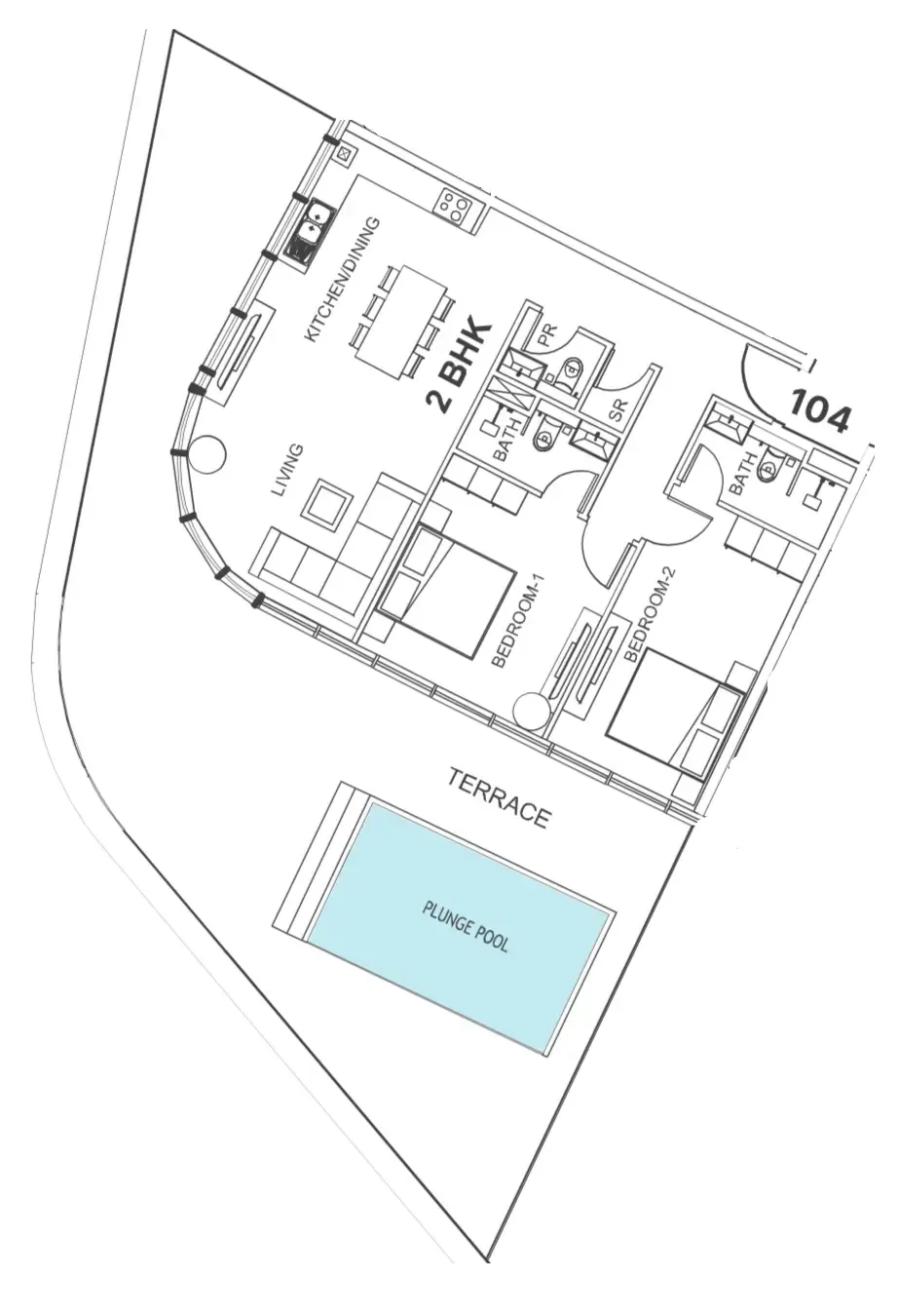 2 bedroom Apartments floor plan at Villa Del Garda