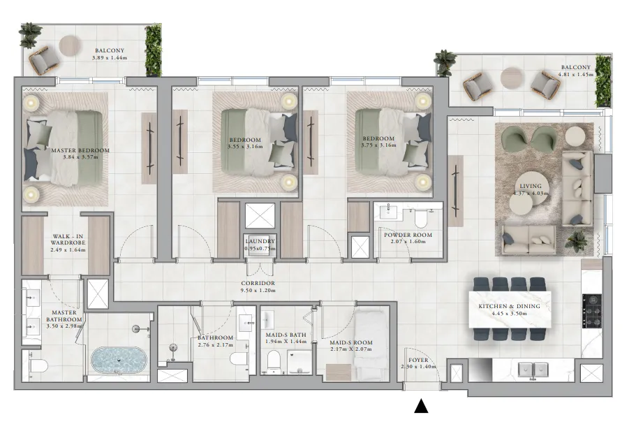 3 bedroom Apartments floor plan at Club Place