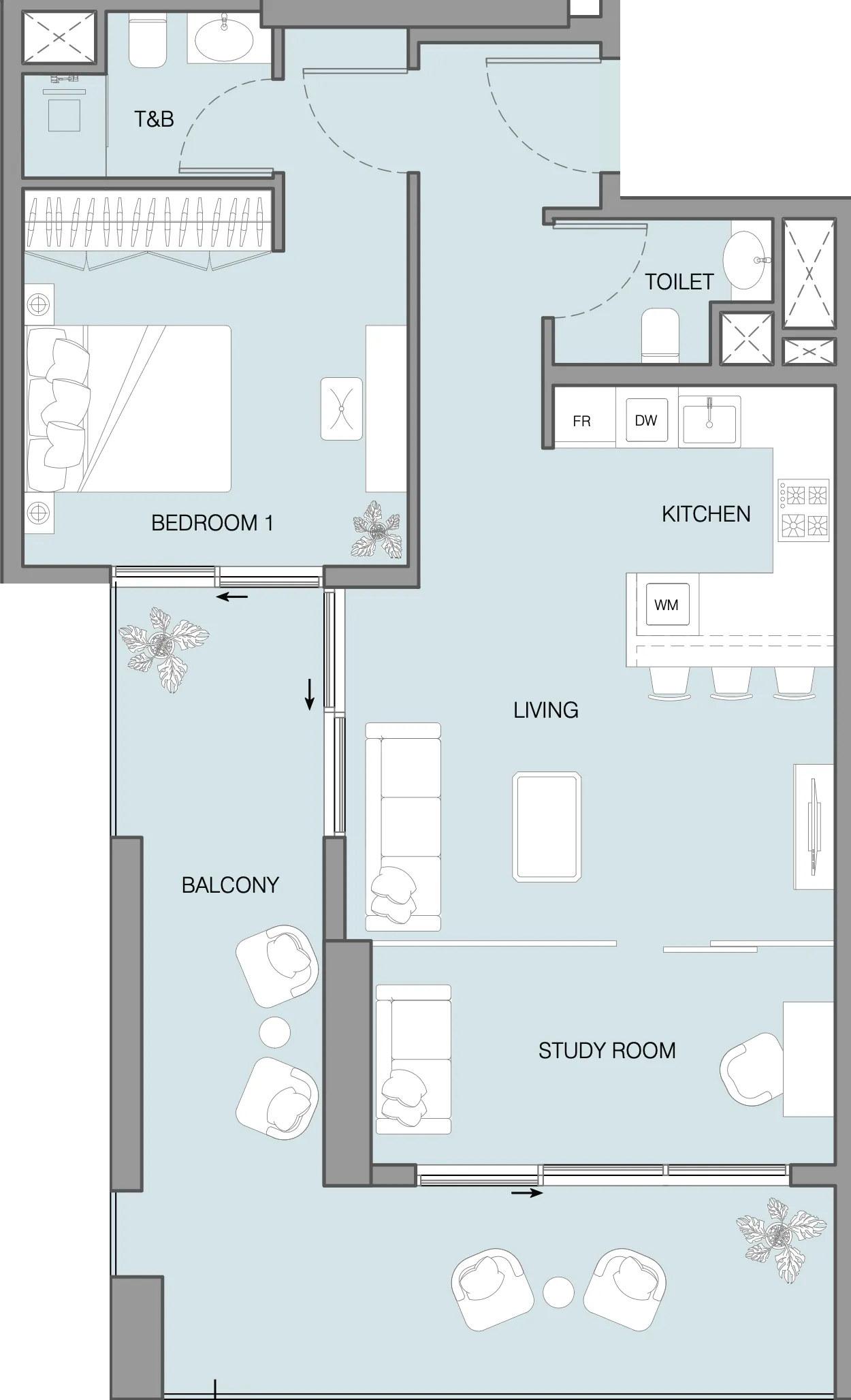 1 bedroom Apartments floor plan at LUM1NAR