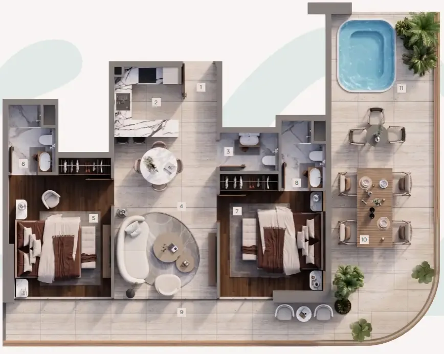 2 bedroom Apartments floor plan at Siana by Zoya