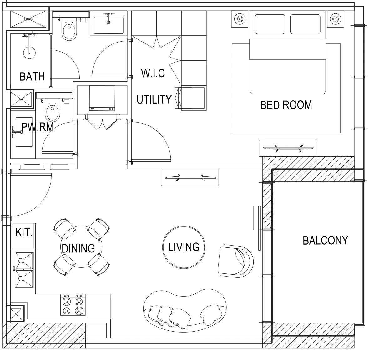 1 bedroom Apartments floor plan at Parkway by Prestige One