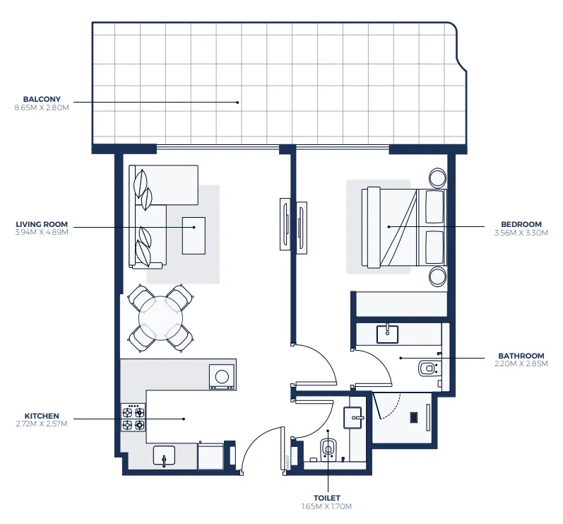 1 bedroom Apartments floor plan at Creek Views 3