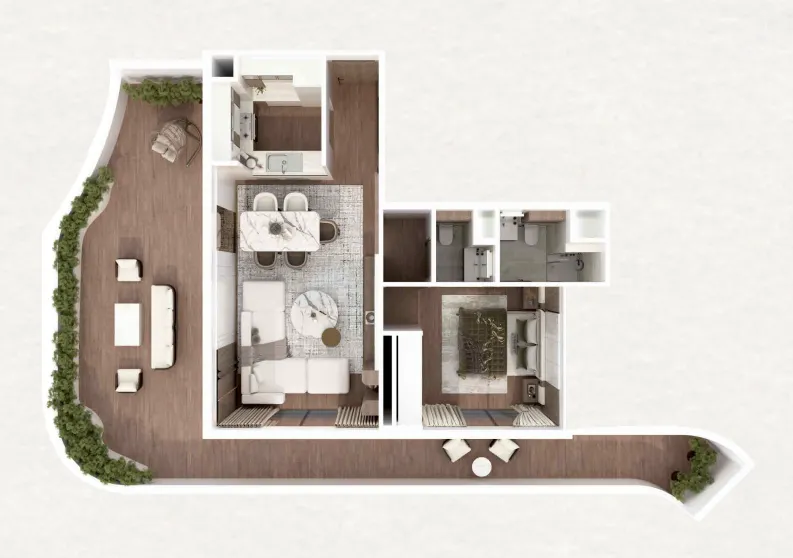 1 bedroom Apartments floor plan at Barari Gate by ADE