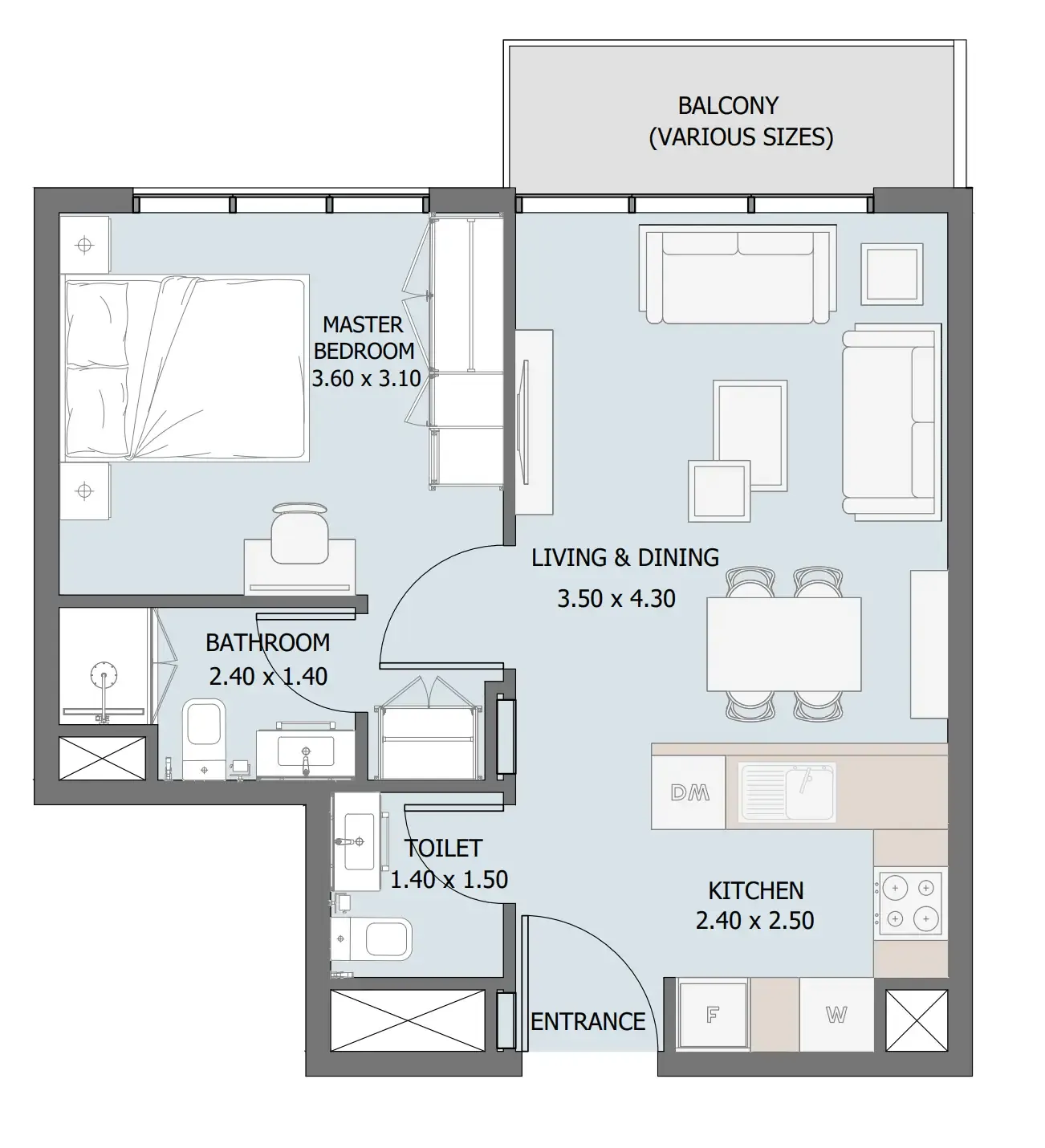 1 bedroom Apartments floor plan at Verdana III