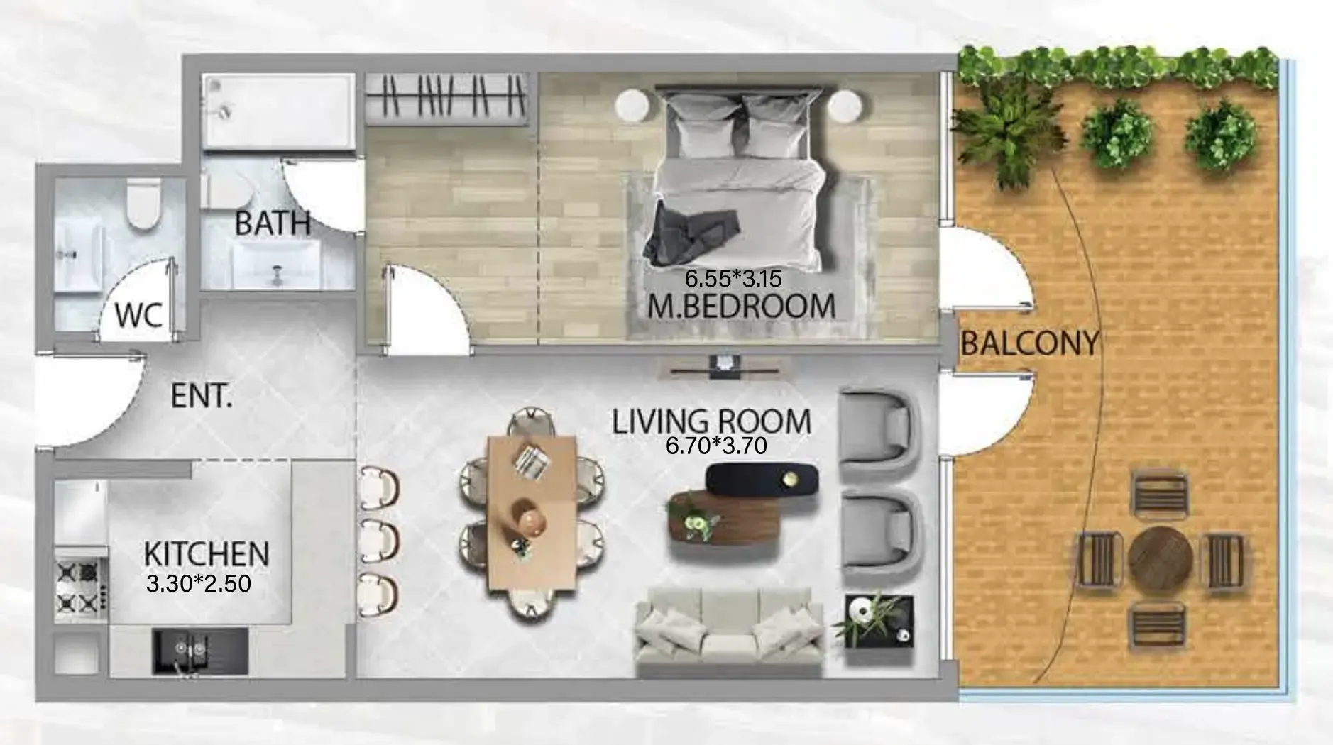1 bedroom Apartments floor plan at 311 Boulevard
