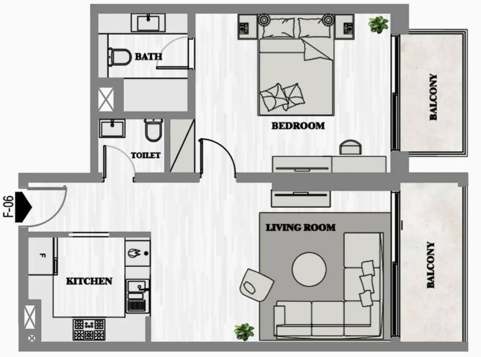 1 bedroom Apartments floor plan at Greygate Residences by ADE