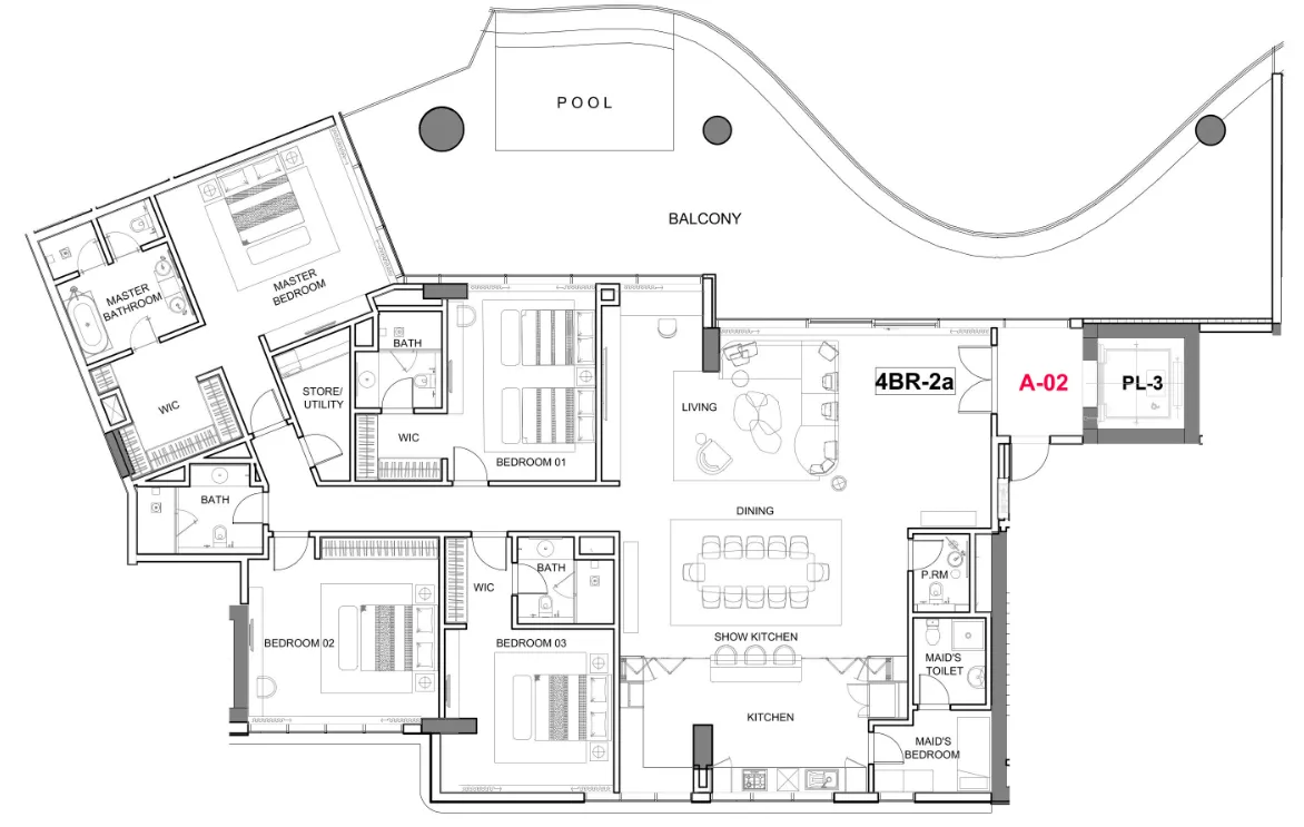 4 bedroom Apartments floor plan at Cavalli Couture