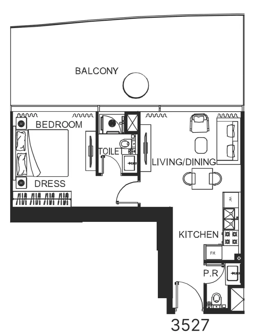 1 bedroom Apartments floor plan at The WOW Tower