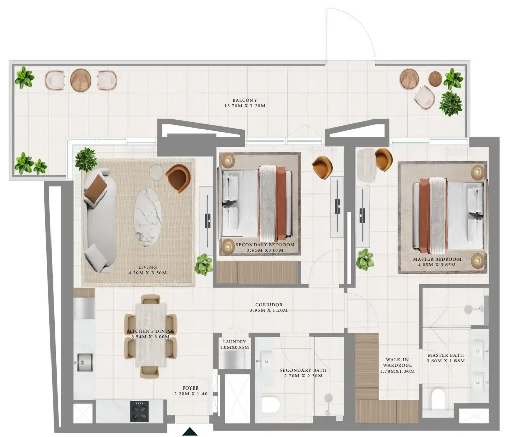 2 bedroom Apartments floor plan at Hillsedge