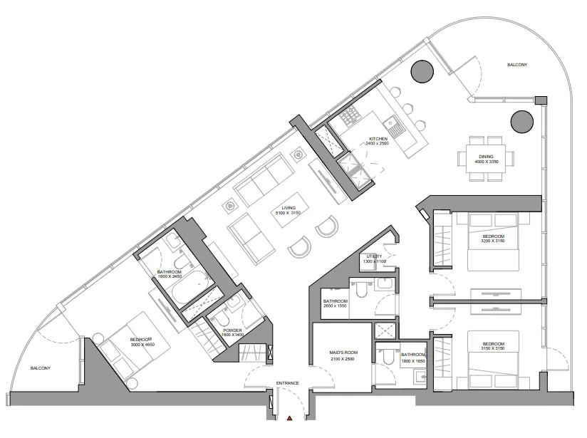 3 bedroom Apartments floor plan at Sobha Solis