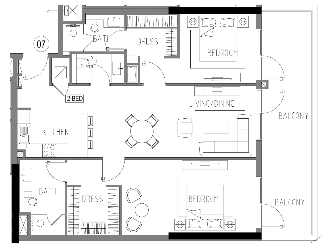 2 bedroom Apartments floor plan at Damac Riverside Views