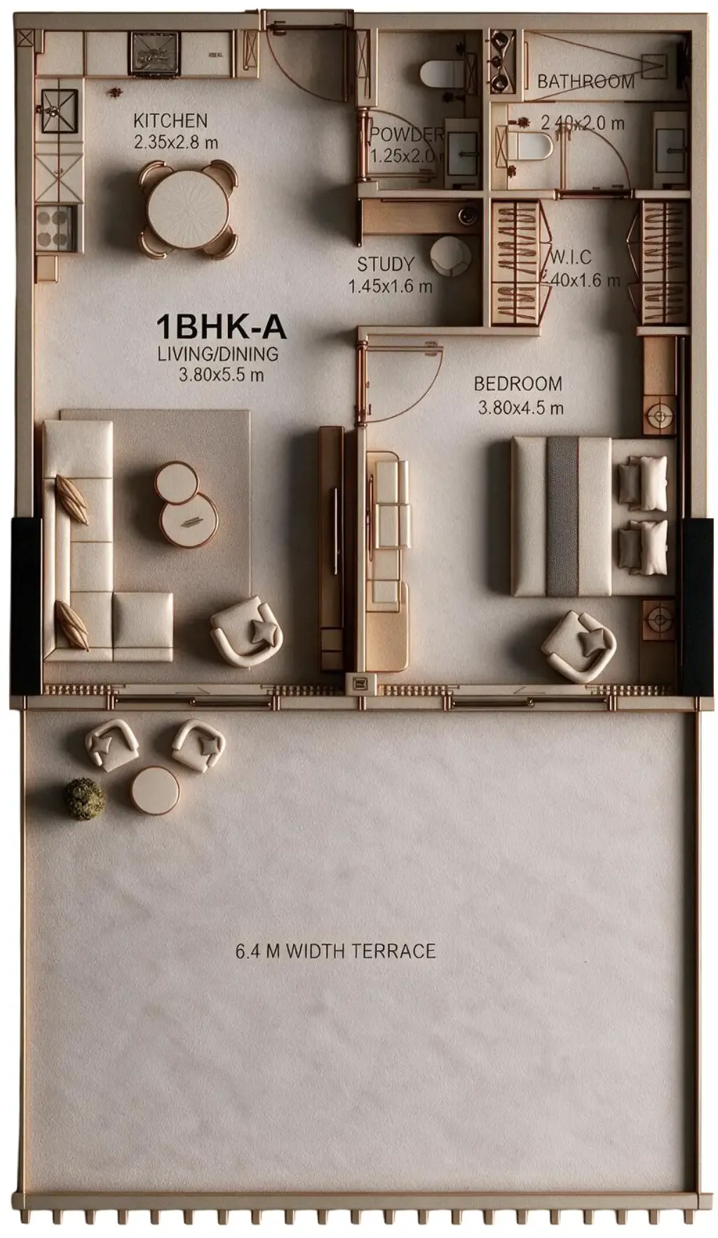 1 bedroom Apartments floor plan at Golf Place