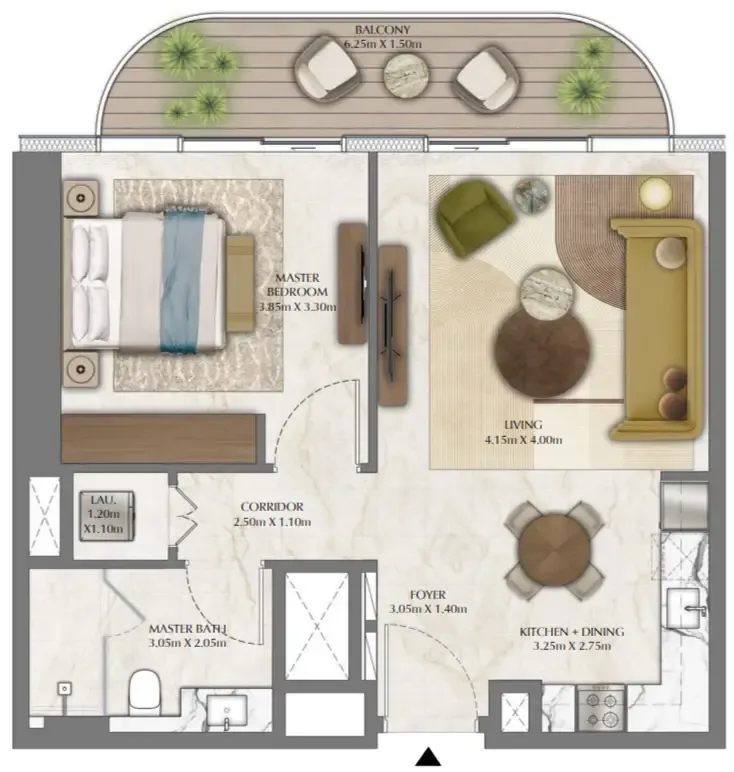 1 bedroom Apartments floor plan at Address Residences Zabeel