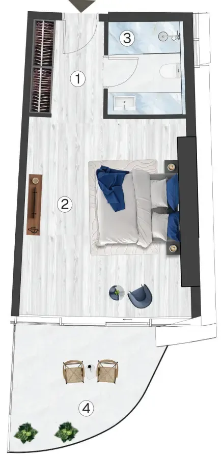 0 bedroom Apartments floor plan at Radisson Blu Hotel & Residences