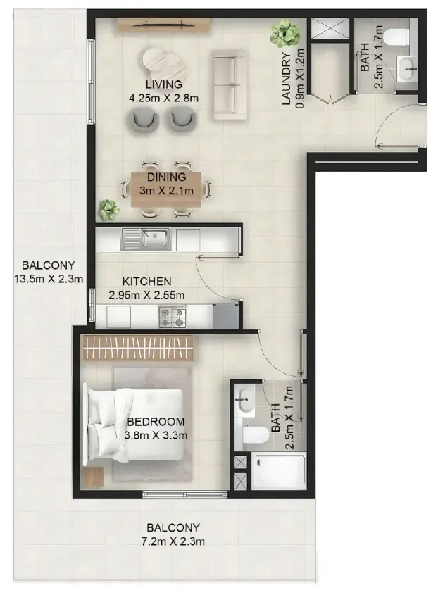 1 bedroom Apartments floor plan at Stellar Axis