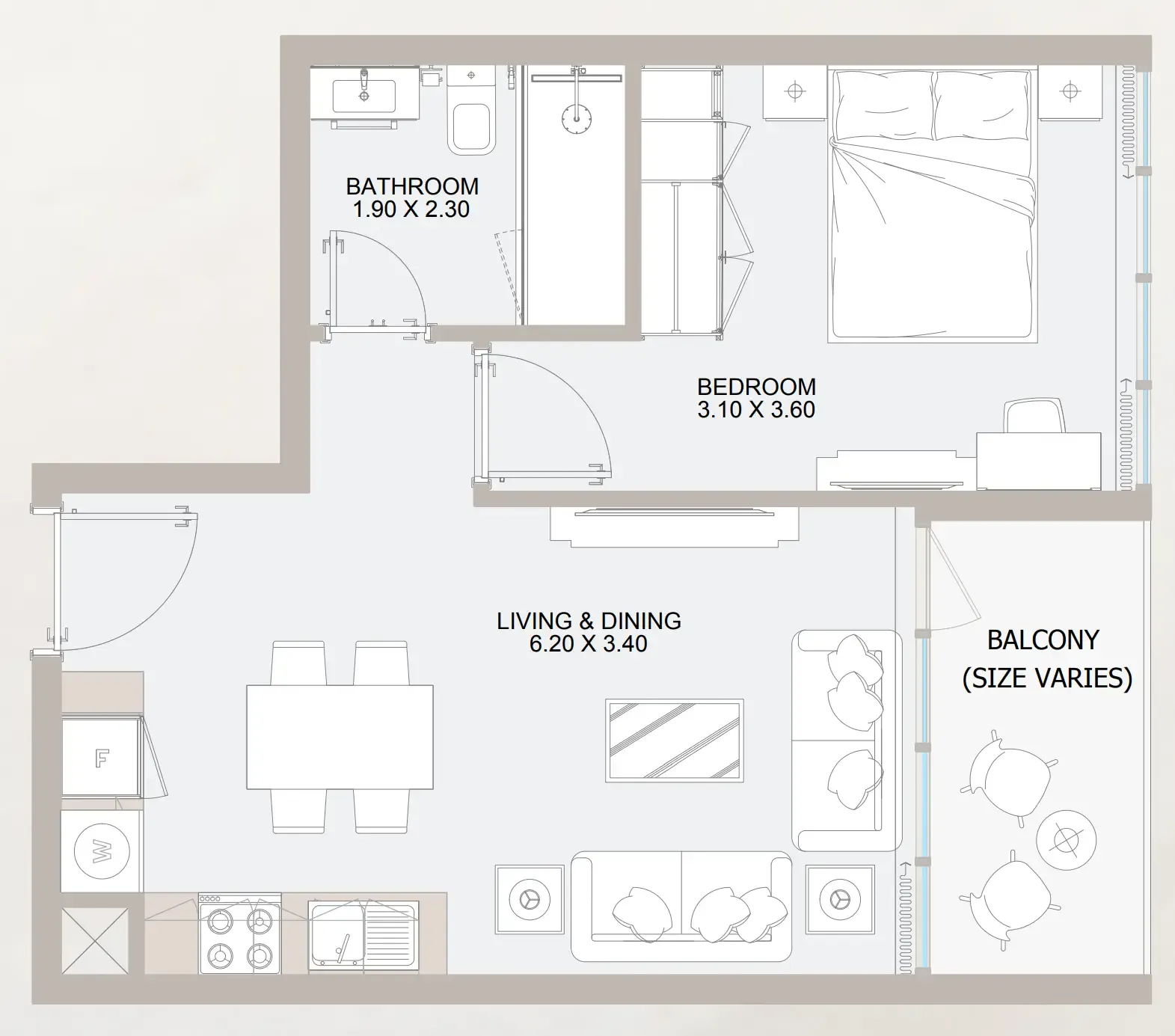 1 bedroom Apartments floor plan at Vista 3