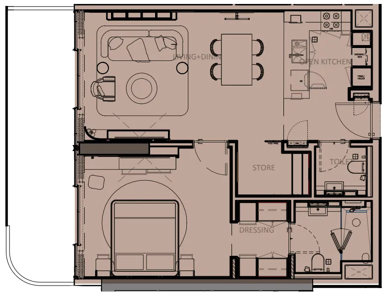 1 bedroom Apartments floor plan at Sunset Bay Grand