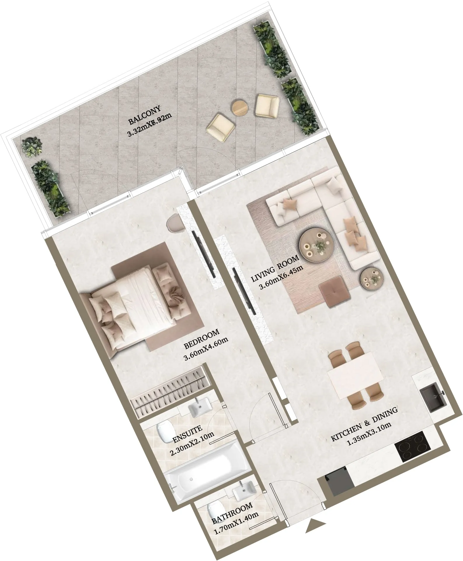 1 bedroom Apartments floor plan at Arthouse Hills