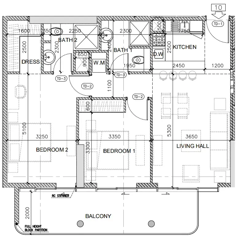 2 bedroom Apartments floor plan at Oak Yard