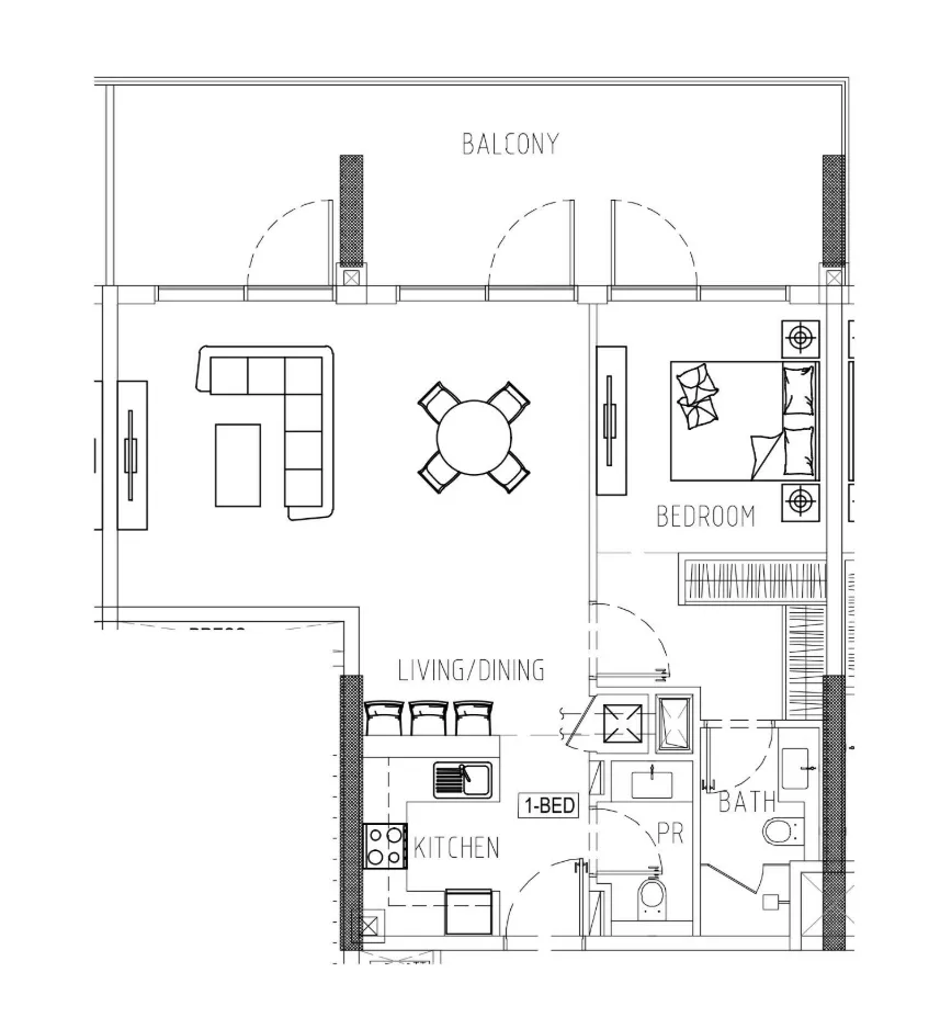 1 bedroom Apartments floor plan at Damac Riverside Views