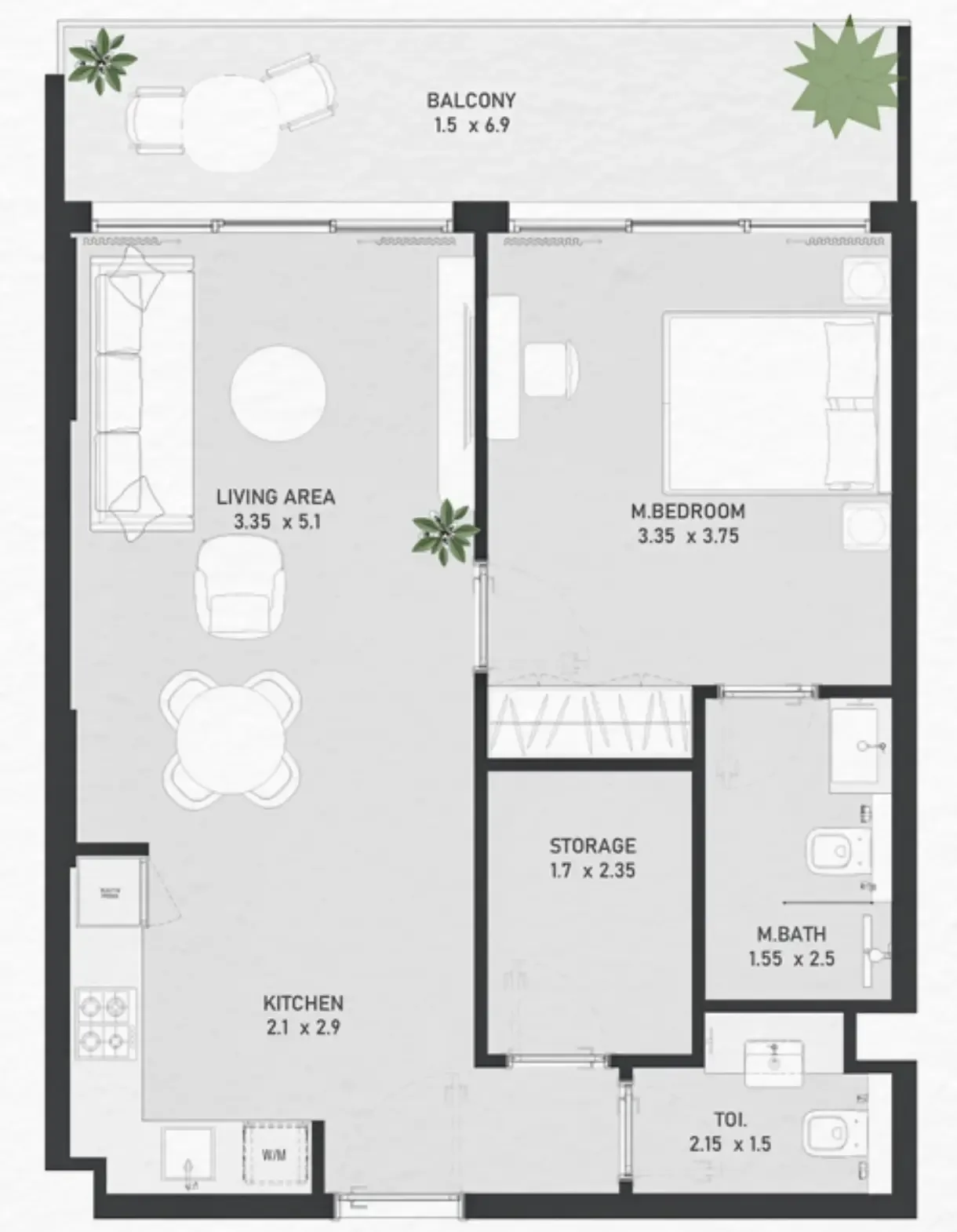 1 bedroom Apartments floor plan at Ayami Residence