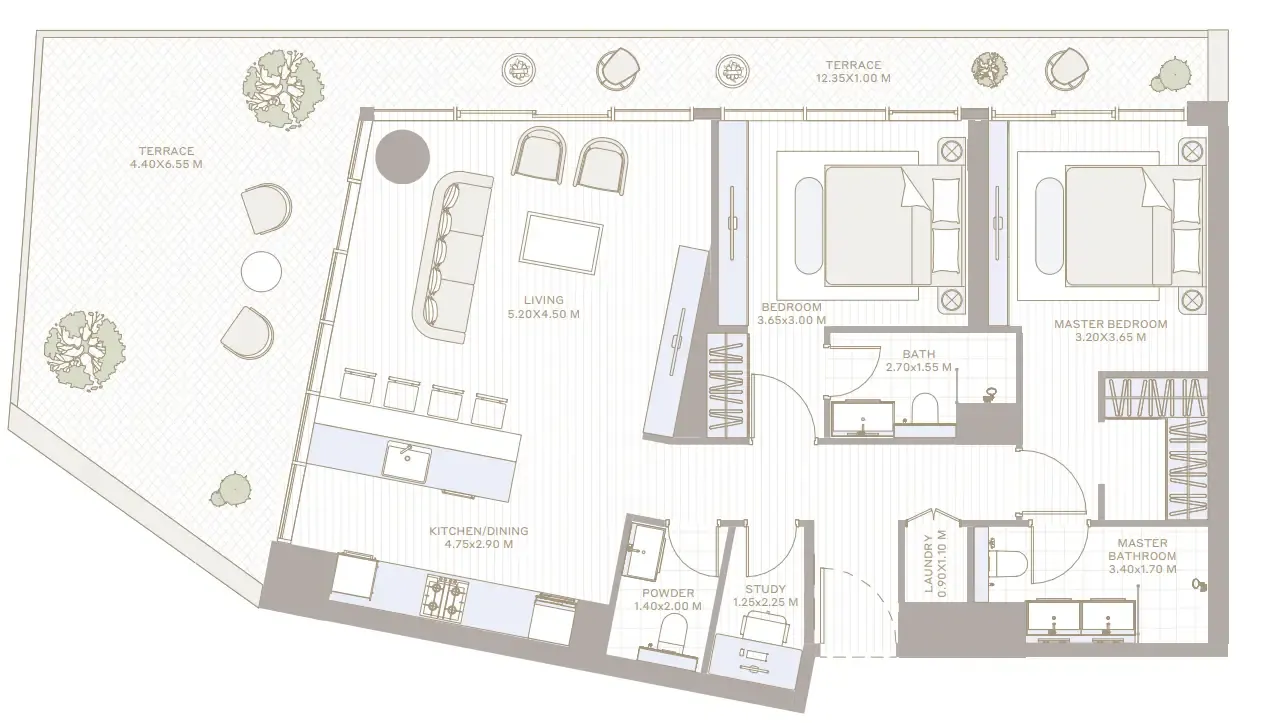 2 bedroom Apartments floor plan at Alder in Park Five